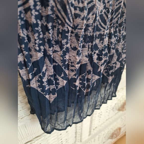 VTG Blouse Womens Blue/ Lt Pink Crinkle Boho Print Peasant Top Size Small - Picture 10 of 12